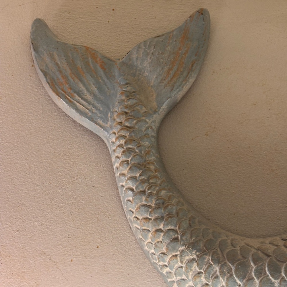 Huge MERMAID SCULPTURE 25x10 with pearls starfish jewelry - Picture 9 of 16